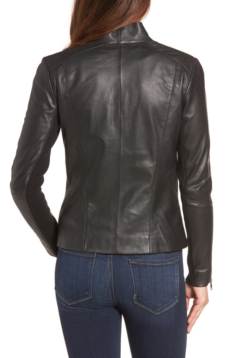 Halogen<sup>®</sup> Asymmetrical Leather Jacket, Alternate, color, 
