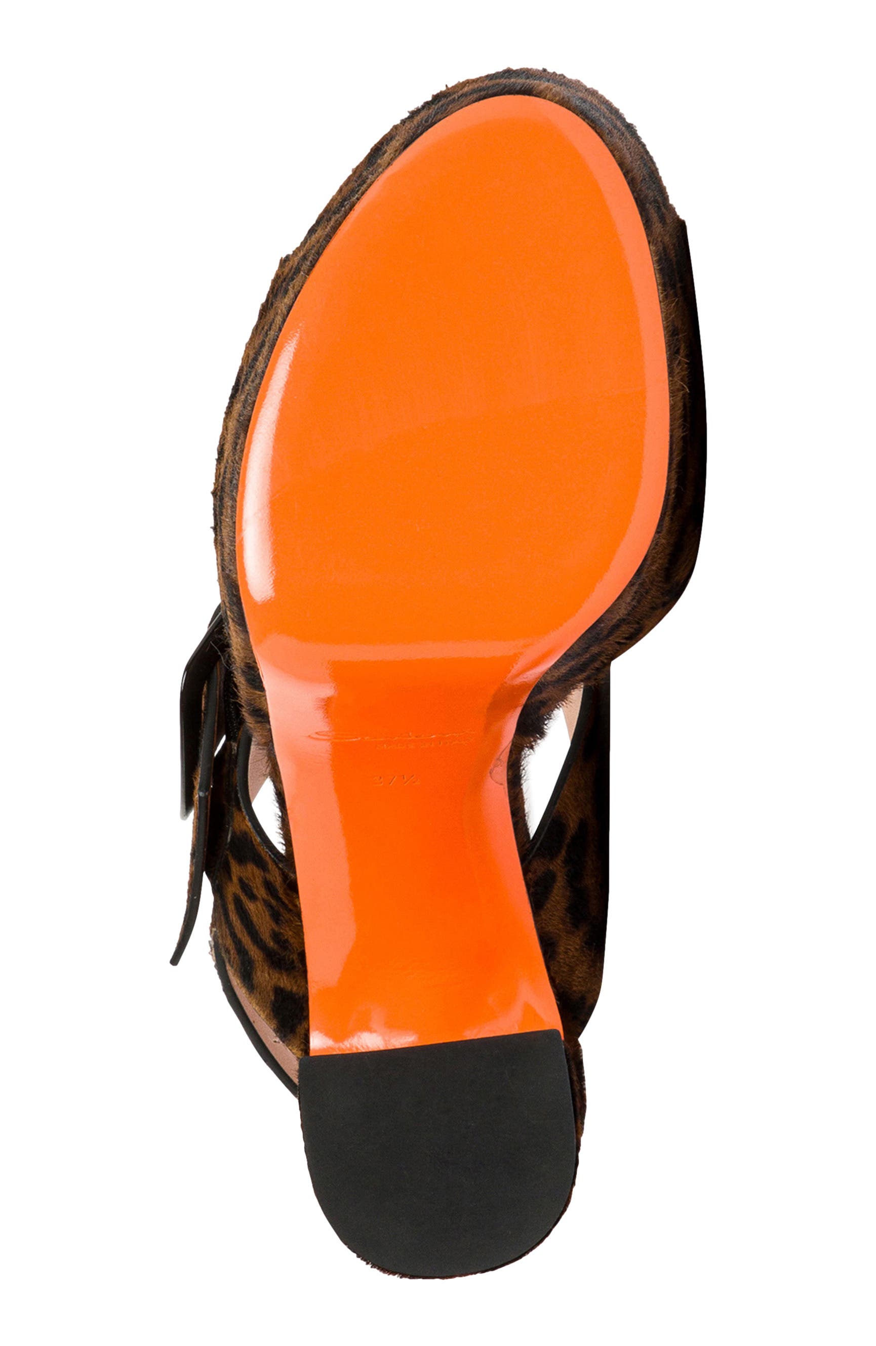 Santoni Animal-print cavallino sandal, Alternate, color, Brown