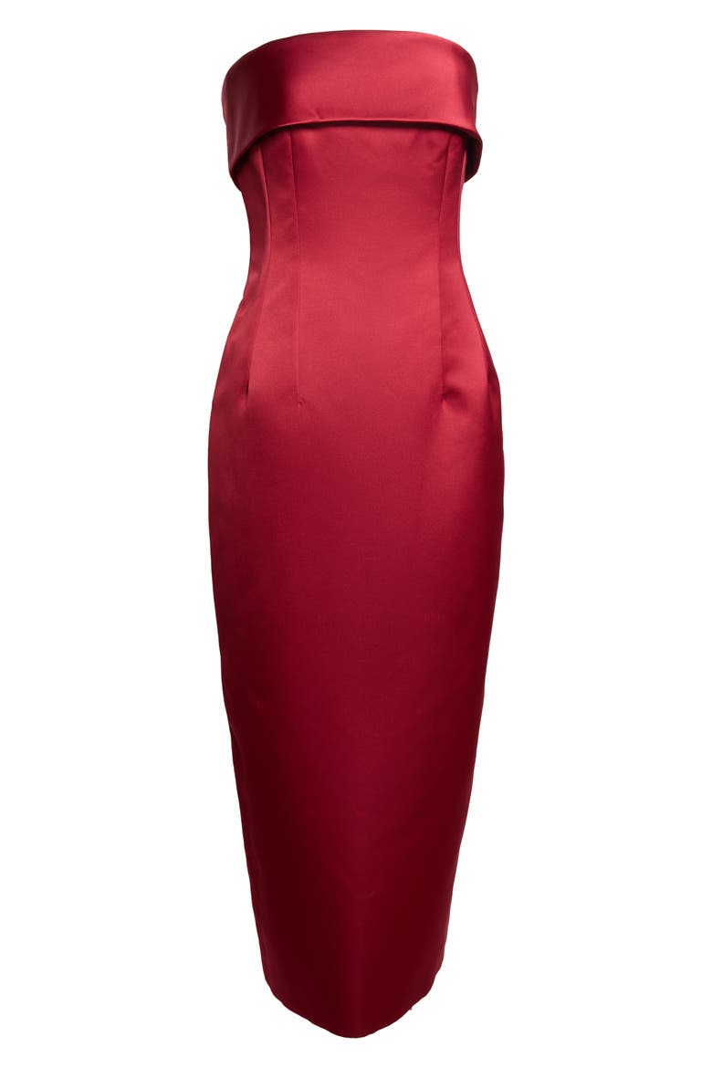 Keeley Strapless Satin Cocktail Dress, Alternate, color, CHRISTMAS RED