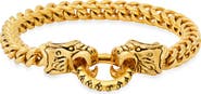 HMY JEWELRY 18k Gold Plated Stainless Steel Dragon Cuff Bracelet