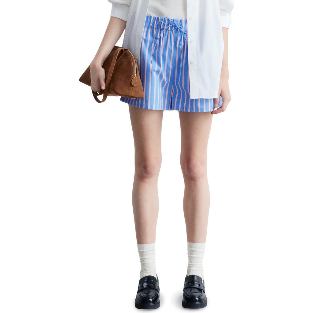 & Other Stories Stripe Cotton Drawstring Shorts In Blue