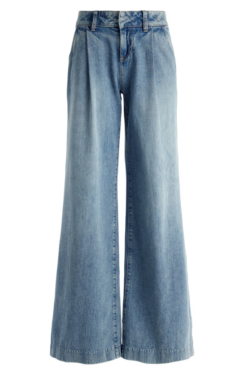 Alice + Olivia Eric Pleated Waist Wide Leg Jeans, Alternate, color, 