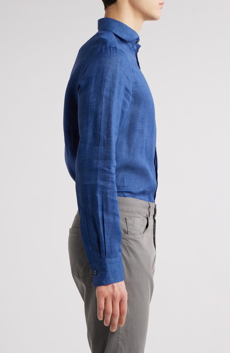 Canali Regular Fit Linen Dress Shirt, Alternate, color, 