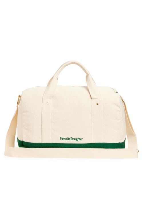 Favorite Daughter Mom Of The Year Embroidred Canvas Duffle Bag In Green