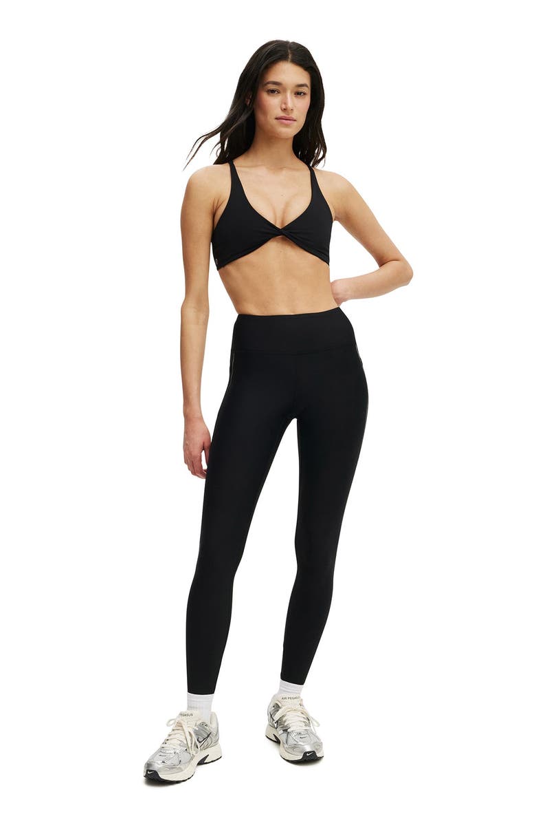 COTTON ON BODY Women's Active Fleece Lined Full Length Tight, Alternate, color, Black Reflective Stripe