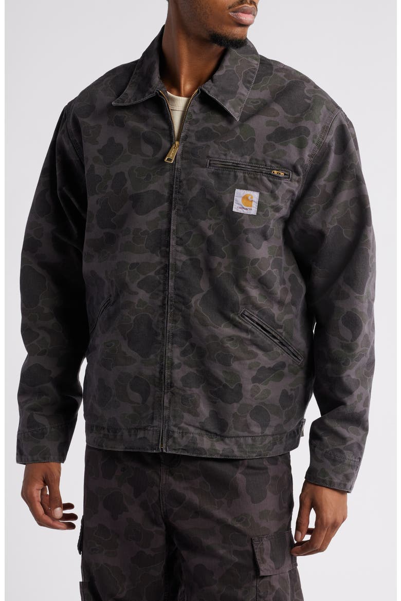 Duck Detroit Camo Organic Cotton Canvas Zip Jacket, Alternate, color, DUCK GREEN GRAPHITE GARMENT