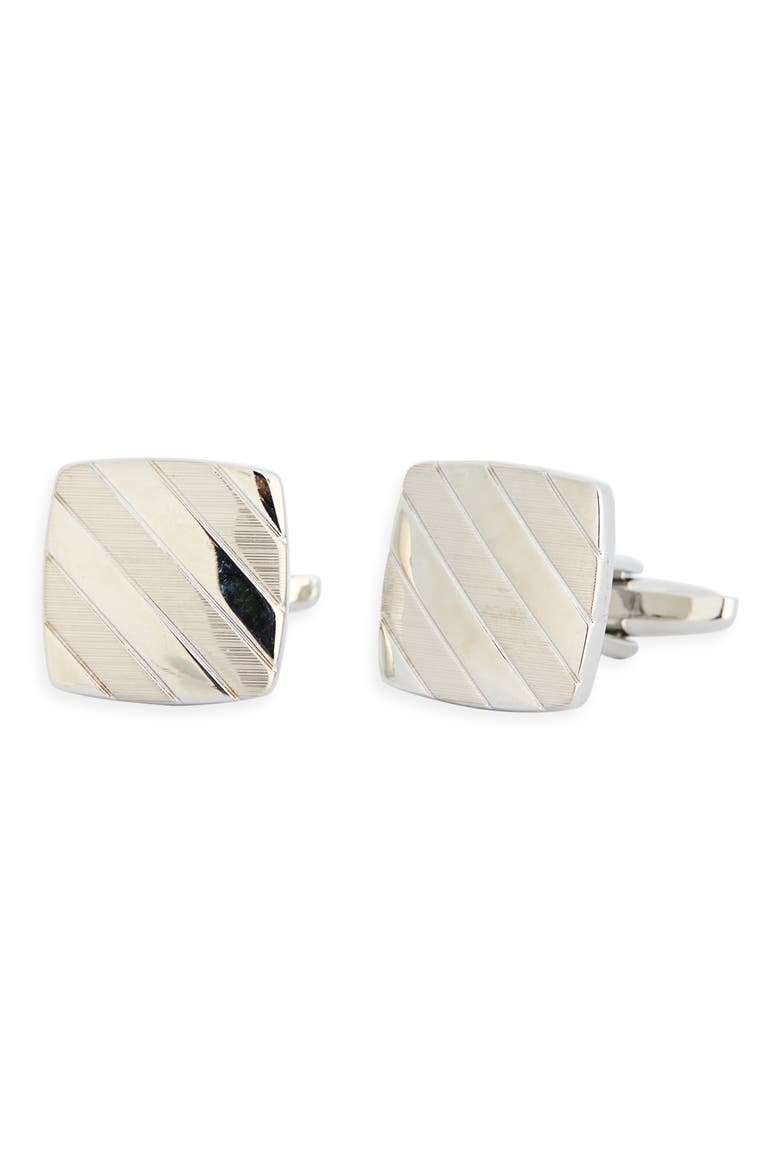 Brushed & Polished Cuff Links, Main, color, SILVER