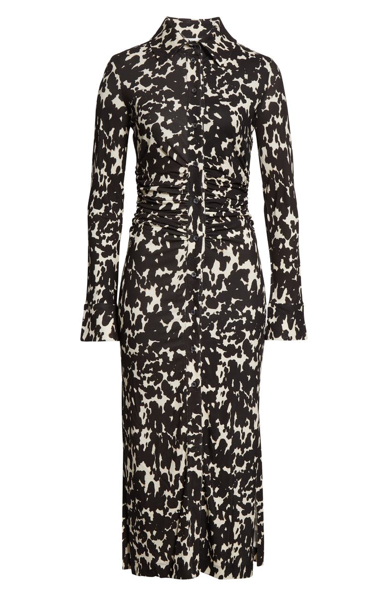 Altuzarra Claudia Print Ruched Long Sleeve Jersey Shirtdress, Alternate, color, Tapioca Tortoise