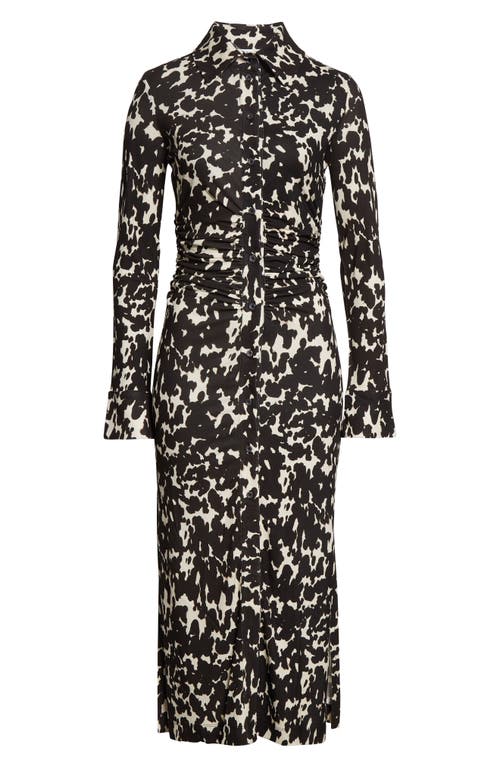 Altuzarra Claudia Print Ruched Long Sleeve Jersey Shirtdress In Multi