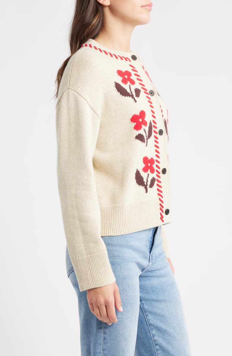 Rails Mavie Intarsia Floral Cardigan, Alternate, color, Carmine Floral