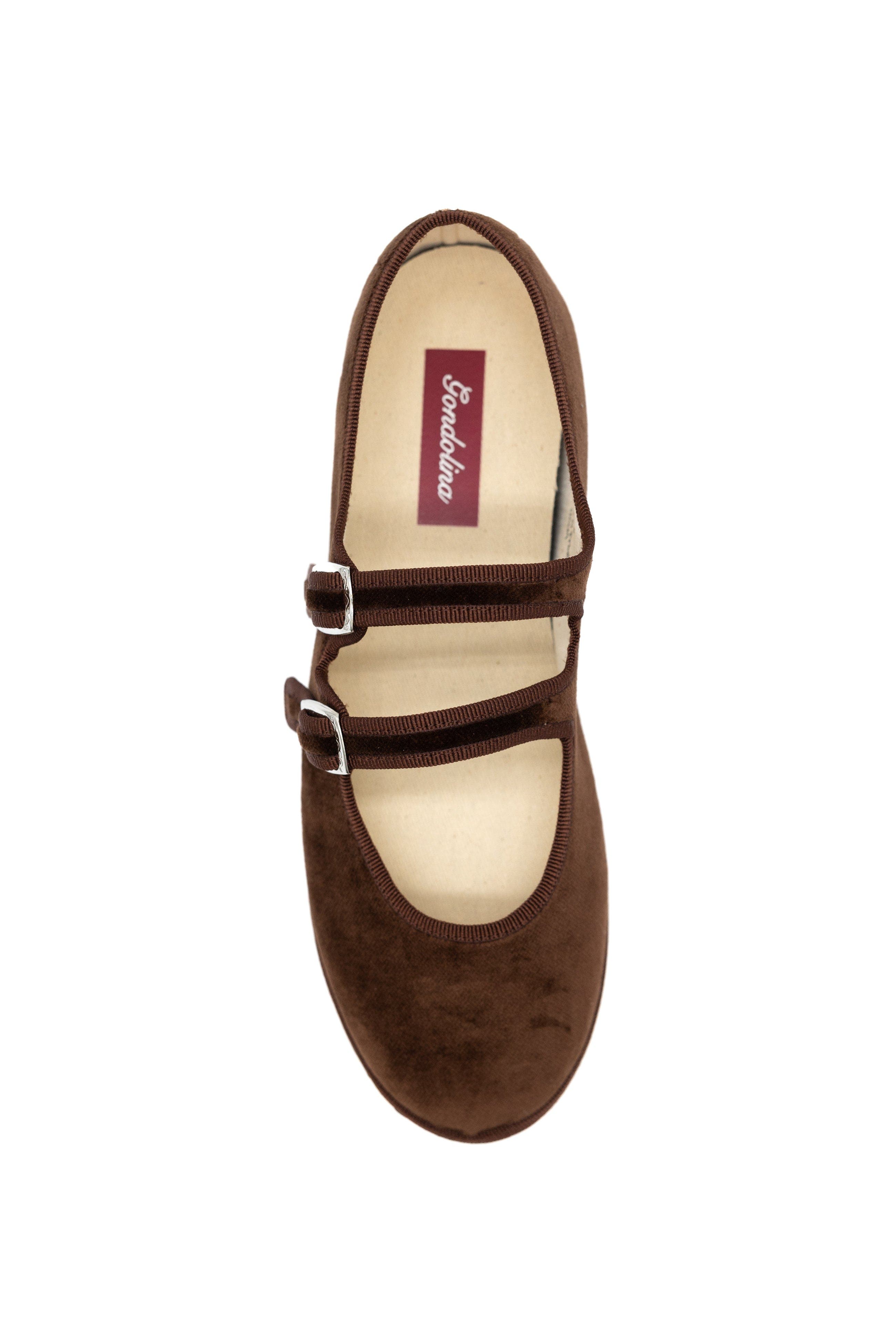 Gondolina Shoes Mary Jane Double Lace Ballet Flats, Alternate, color, Sigari Brown