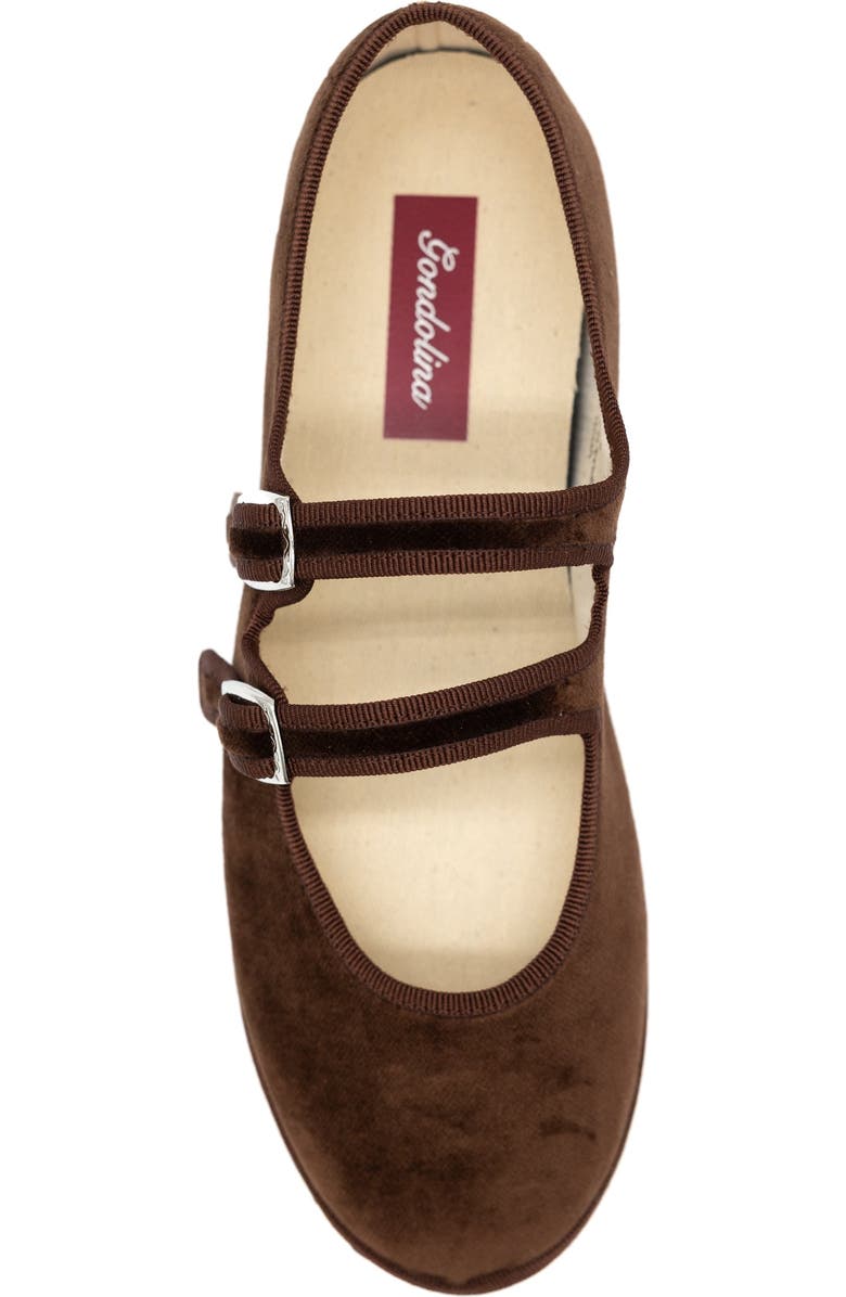 Gondolina Shoes Mary Jane Double Lace Ballet Flats, Alternate, color, Sigari Brown