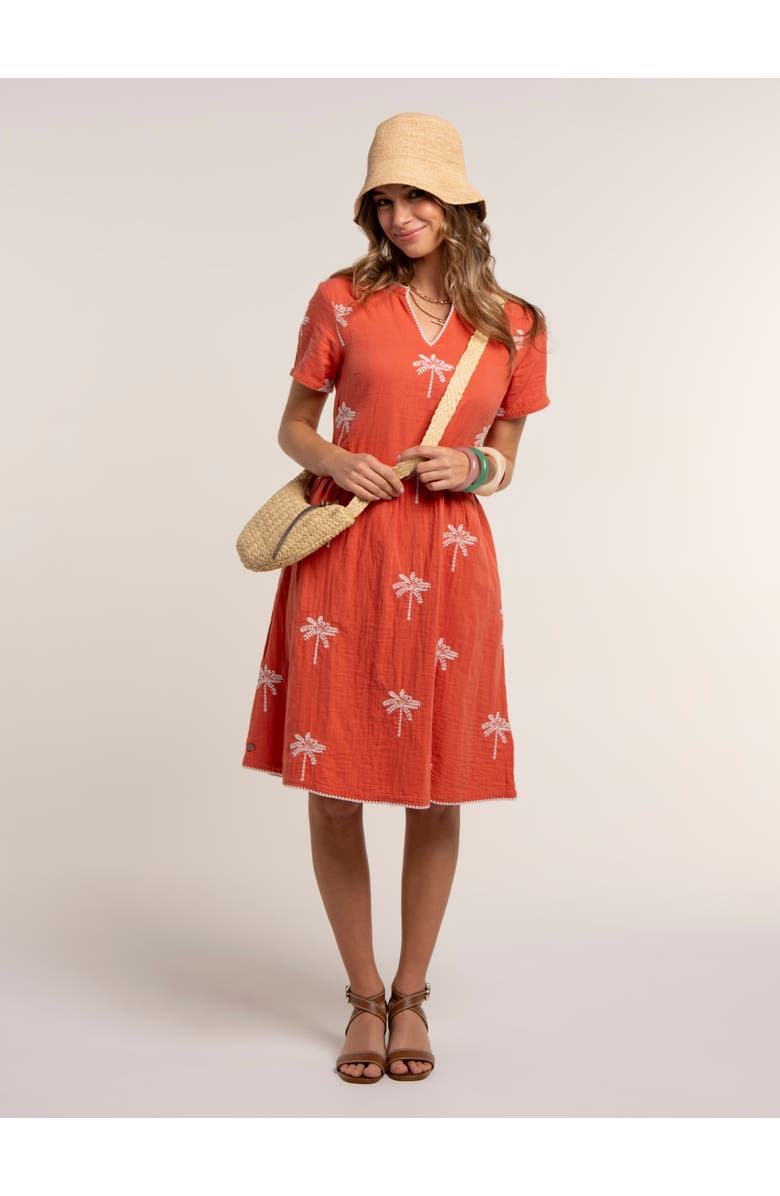 Brakeburn Sol Embroidered Midi Dress, Alternate, color, Rust