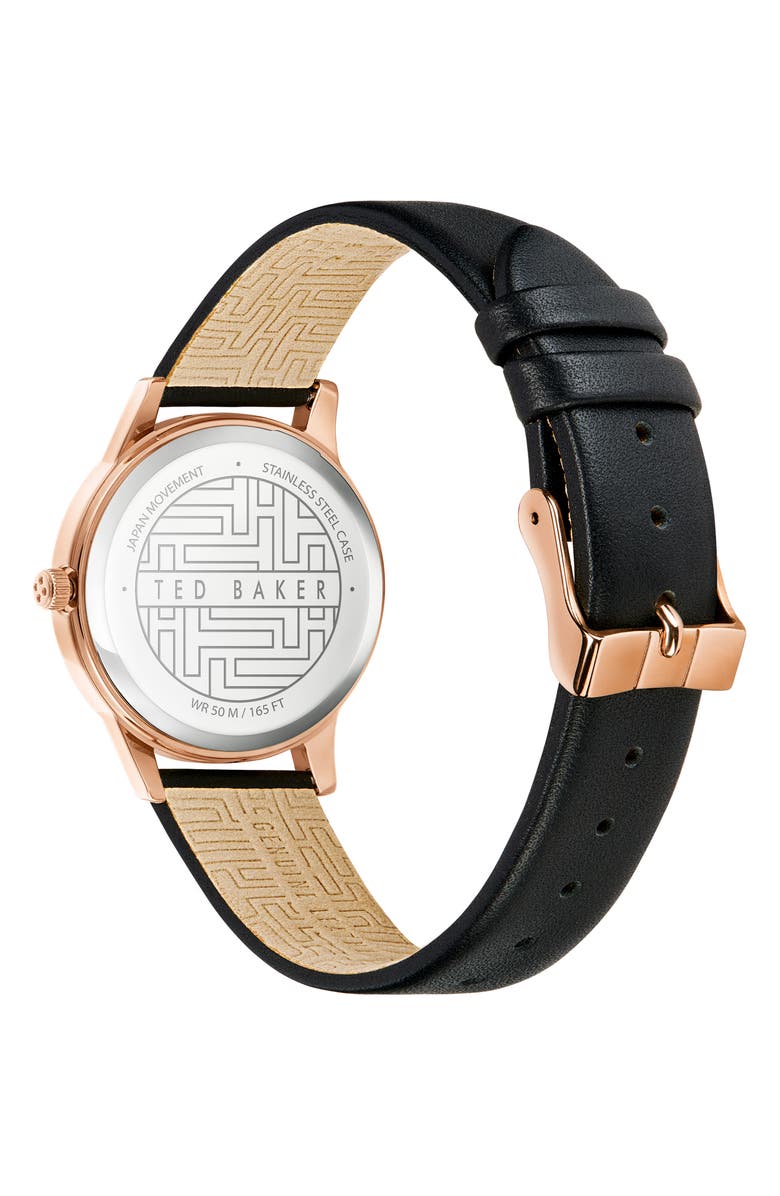 Ted Baker London Fitzrovia Bow Leather Strap Watch, 34mm, Alternate, color, Black