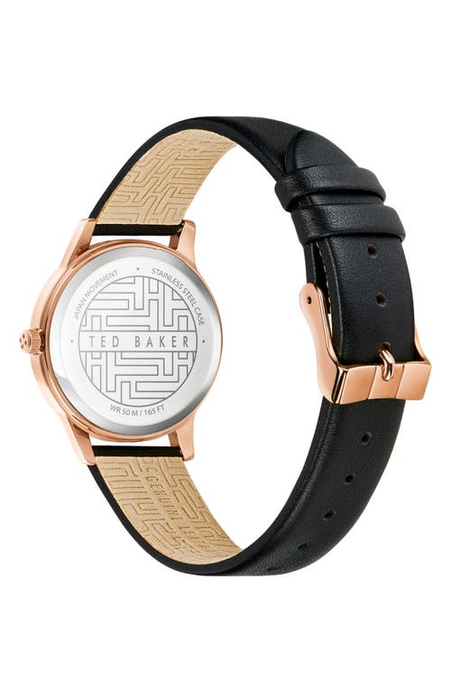 Ted Baker Fitzrovia Bow Leather Strap Watch, 34mm In Black