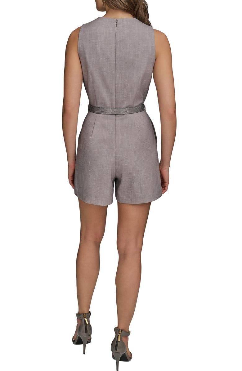 Donna Karan New York Belted Cowl Neck Romper, Alternate, color, Clay/ Limestone