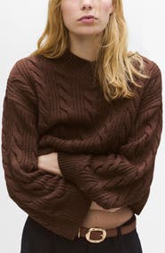 MANGO Cable V-Neck Sweater