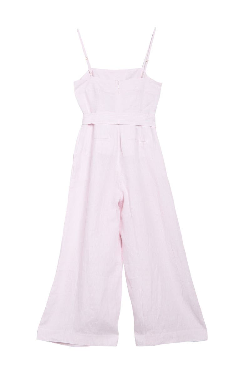 J.Crew Stripe Linen Tie Waist Jumpsuit, Alternate, color, 
