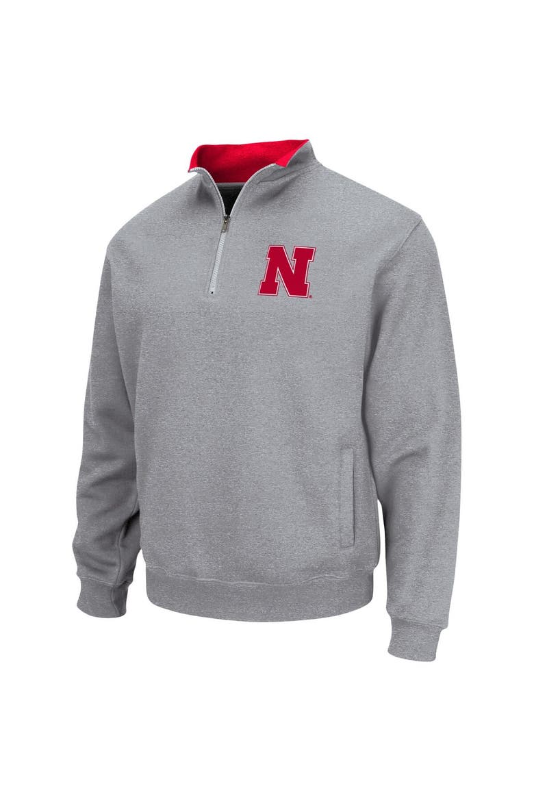 Men's Colosseum Heathered Gray Nebraska Huskers Tortugas Team Logo Quarter-Zip Jacket, Alternate, color, Heather Gray