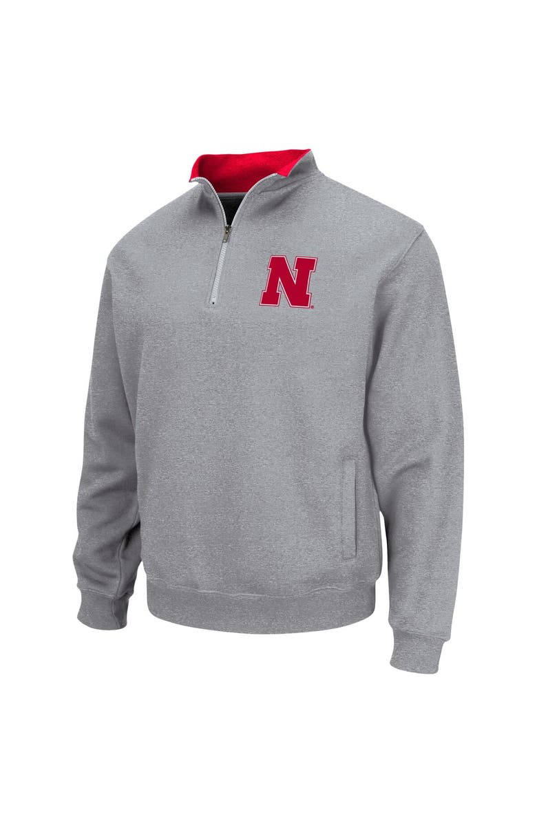 COLOSSEUM Men's Colosseum Heathered Gray Nebraska Huskers Tortugas Team Logo Quarter-Zip Jacket, Alternate, color, Heather Gray