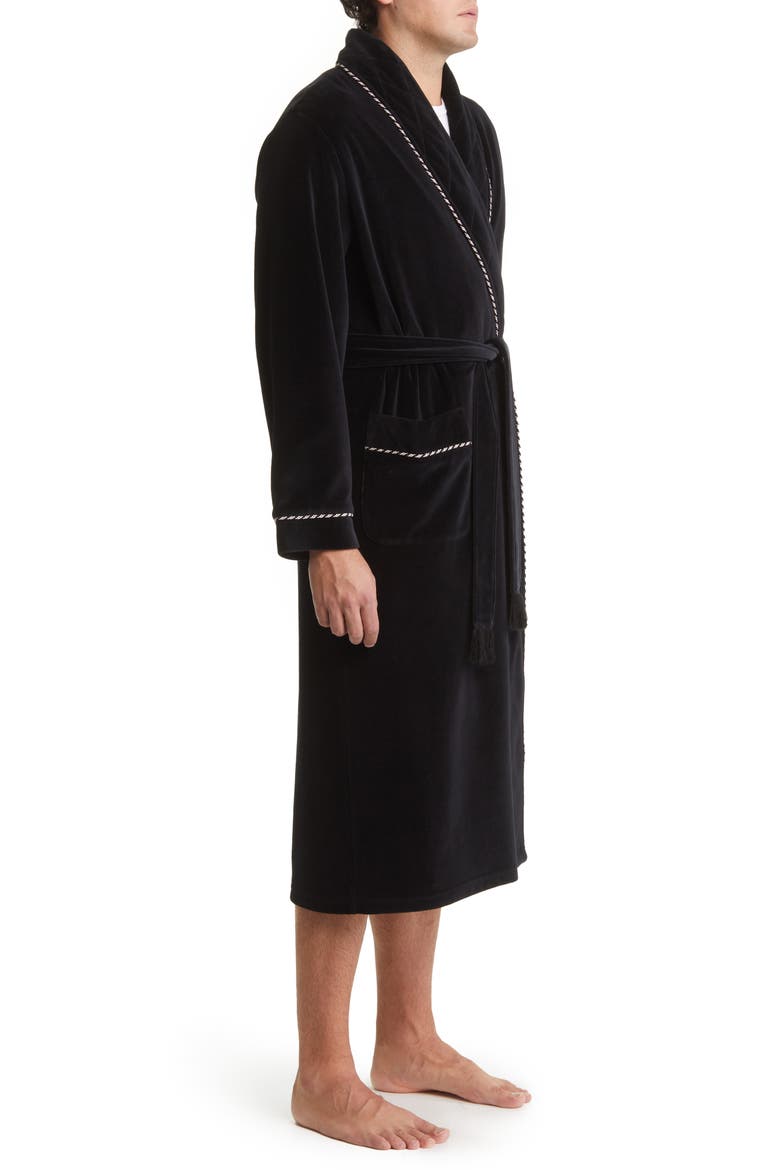 Refinery Velour Shawl Collar Robe, Alternate, color, BLACK