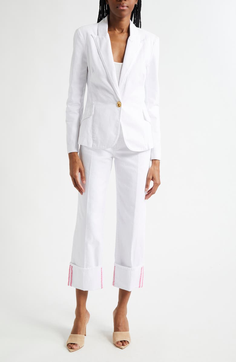 L'AGENCE Baldwin Cotton Denim Blazer Jacket, Alternate, color, 