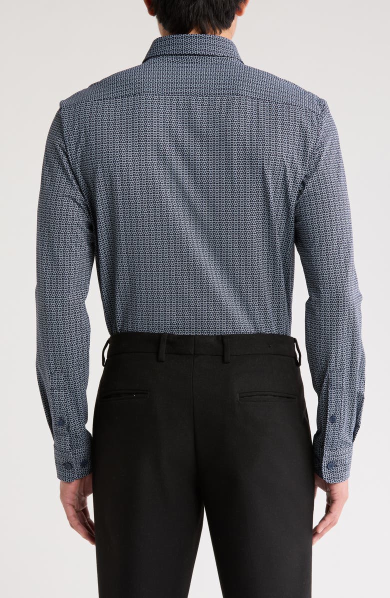 BOSS Roan Kent Geo Print Button-Up Shirt, Alternate, color, Dark Blue