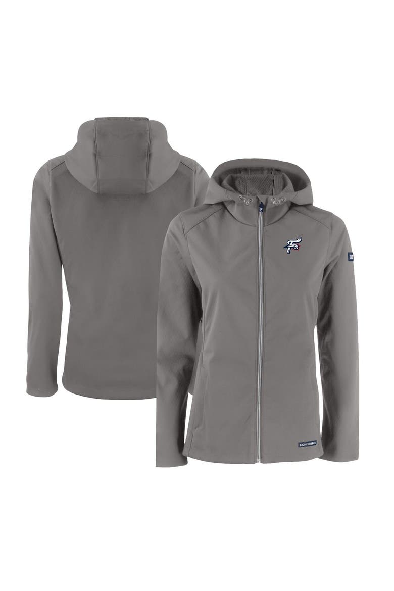 Women's Cutter & Buck  Steel Reading Fightin Phils Evoke Eco Softshell Recycled Full-Zip Jacket, Main, color, Steel