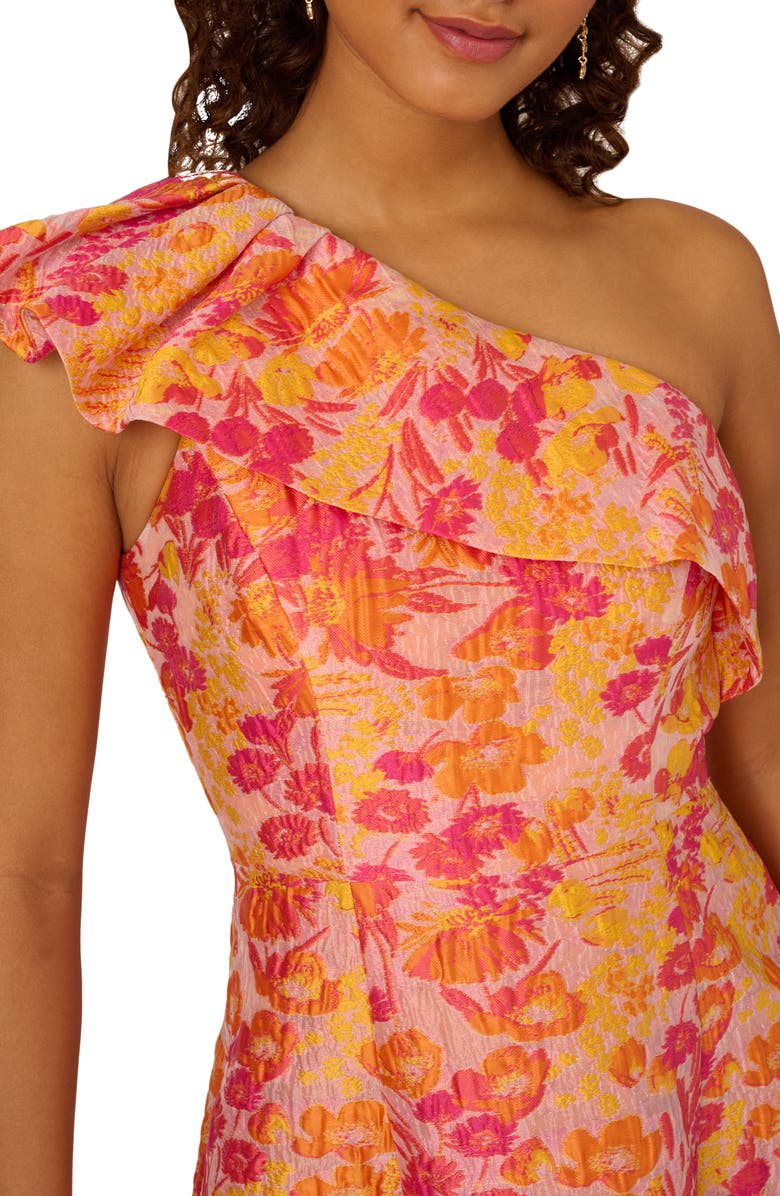 Adrianna Papell Floral Jacquard One-Shoulder Cocktail Dress, Alternate, color,