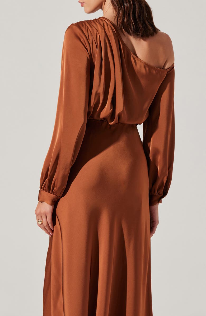 ASTR the Label Elwood One-Shoulder Long Sleeve Satin Cocktail Dress, Alternate, color,