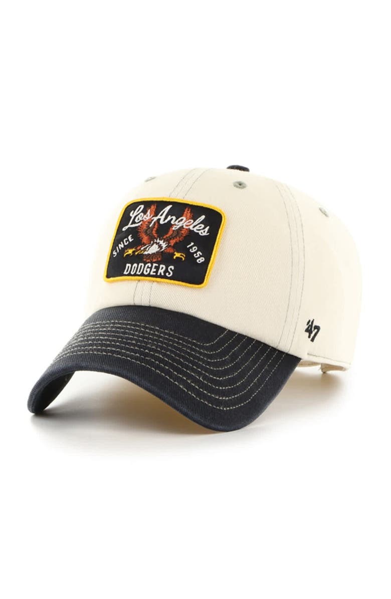 '47 Men's '47  Natural/Black Los Angeles Dodgers Keepsake Collection Clean Up Adjustable Hat, Alternate, color, Natural