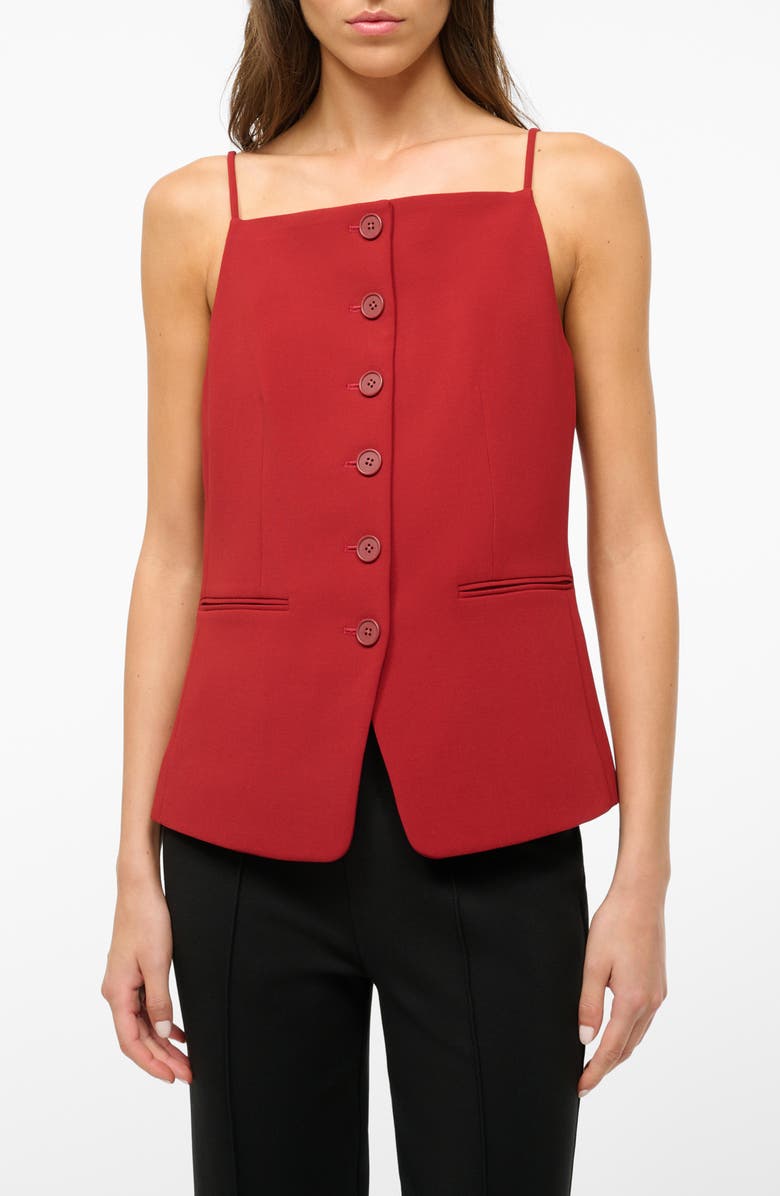 STAUD Una Button-Up Top, Main, color, Rouge