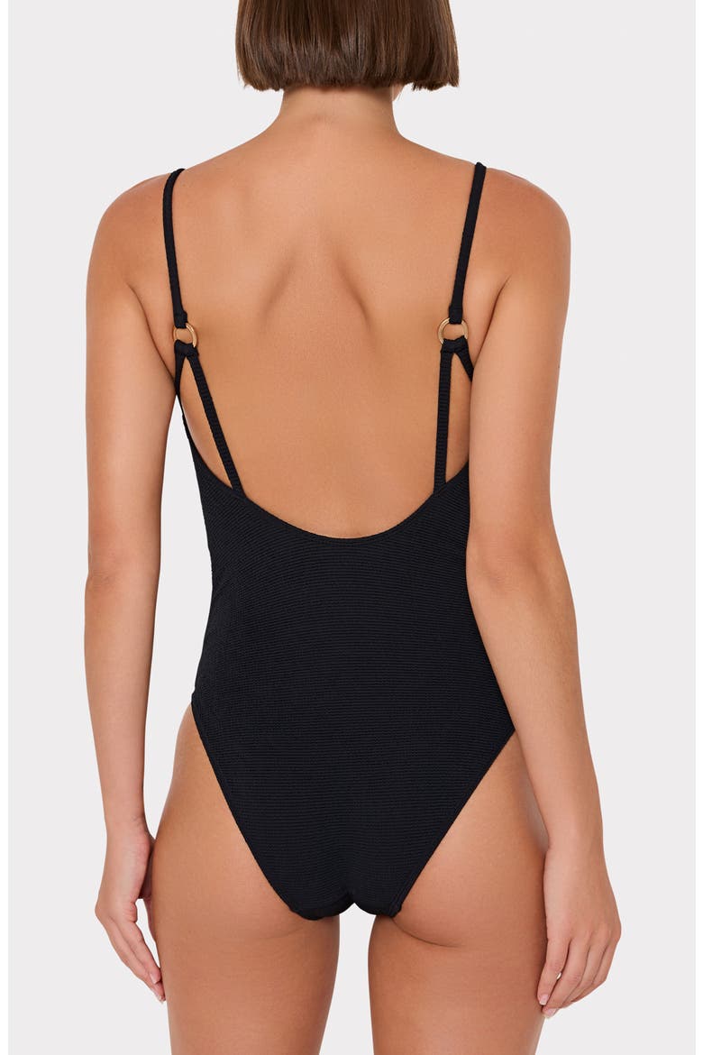 Grace Solid Textured One-Piece Swimsuit, Alternate, color, BLACK