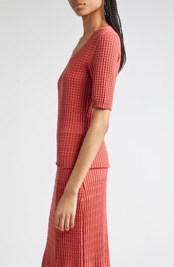 Mixed Stitch Short Sleeve Sweater