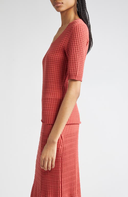 Lafayette 148 New York Mixed Stitch Short Sleeve Sweater In Pink
