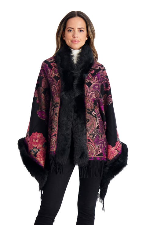 Cashmere Stole Shearling Lamb Trim