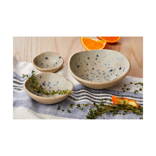 Tag Hudson Set Of 3 Porcelain Dining Salad Bowls Blue Multi In Gray