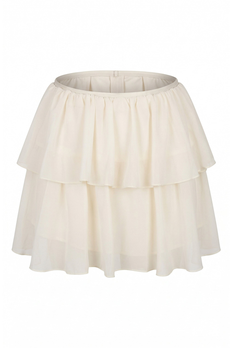 Ruffle Tier Mini Skirt Set with Long Sleeve Blouse, Alternate, color, Ivory