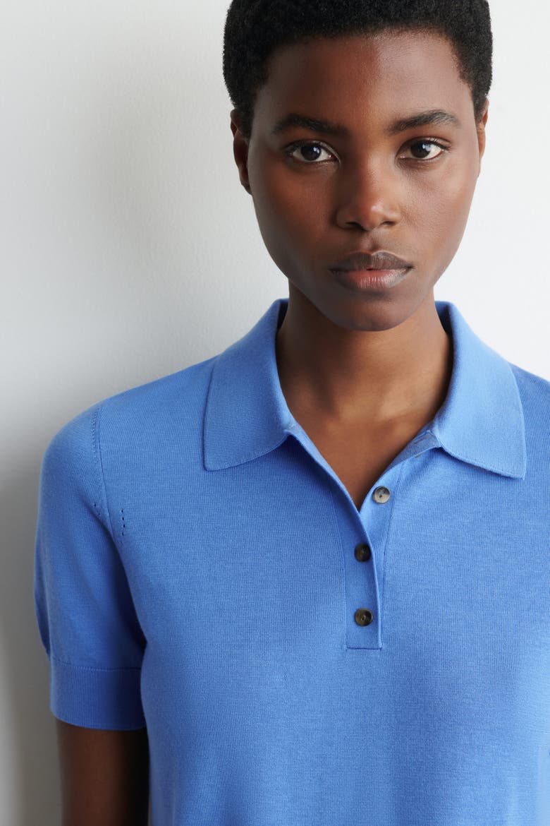 Shrunken Wool-Blend Polo Shirt, Alternate, color, BLUE