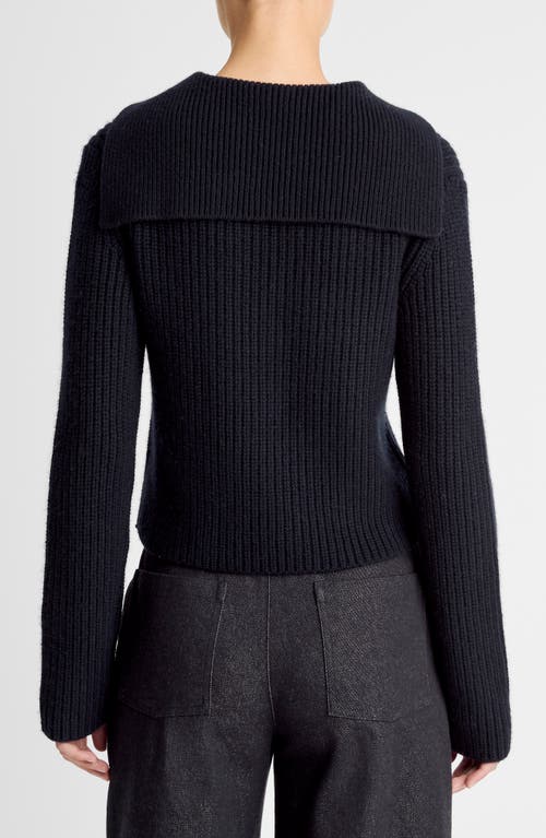 Vince Rib Wool & Cashmere Sailor Collar Sweater In Blue