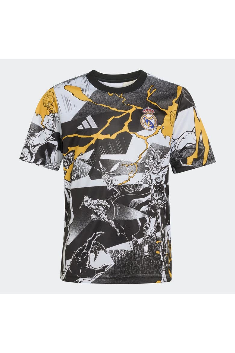Youth adidas White Real Madrid x Marvel AEROREADY 2025/26 Pre-Match Top, Main, color, White