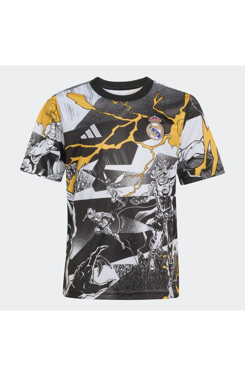 adidas Youth adidas White Real Madrid x Marvel AEROREADY 2025/26 Pre-Match Top, Main, color, White