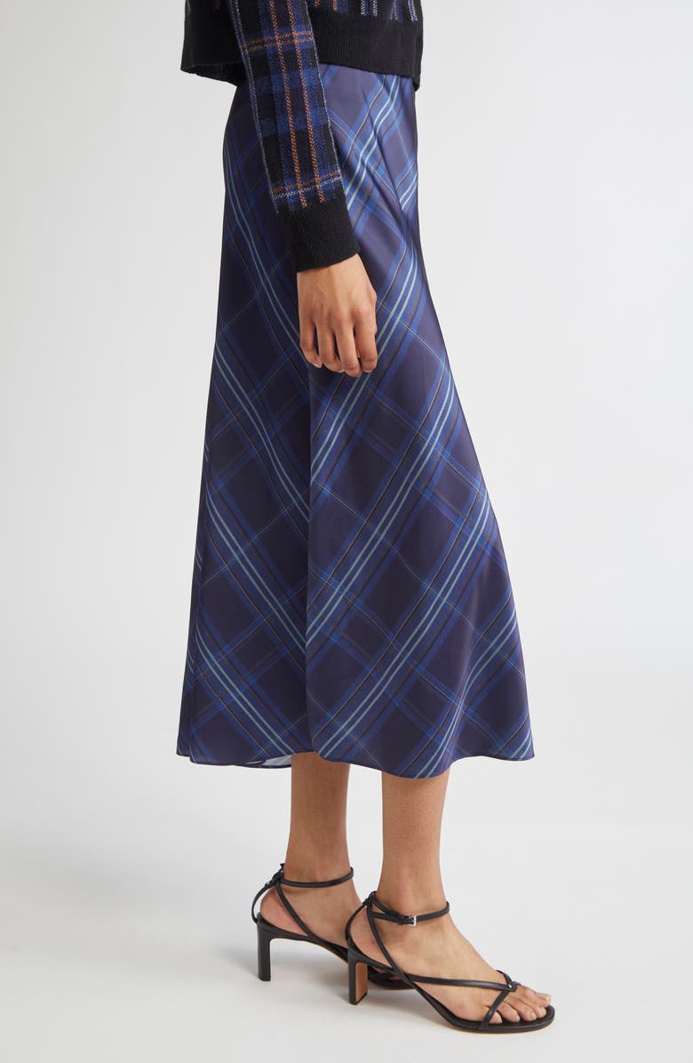 Vince Plaid Satin Slipskirt, Alternate, color, Caspian
