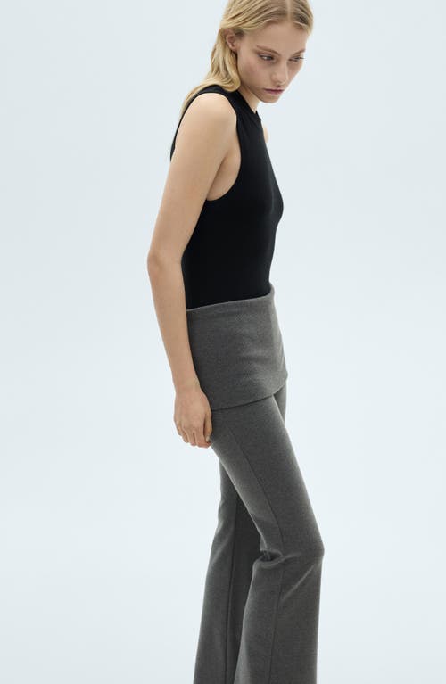 Mango Foldover Flare Pants In Grey