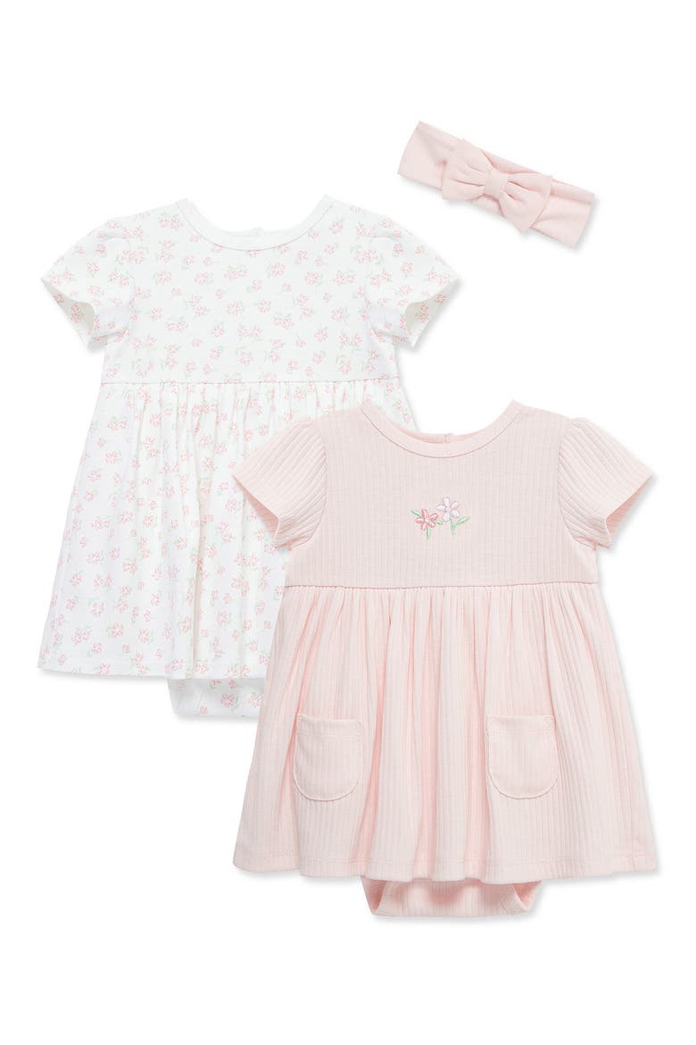 Pretty Floral 2-Pack Organic Cotton Dresses & Headband Set, Main, color, PINK
