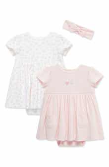 Little Me Pretty 2-Pack Skirted Bodysuits & Headband Set