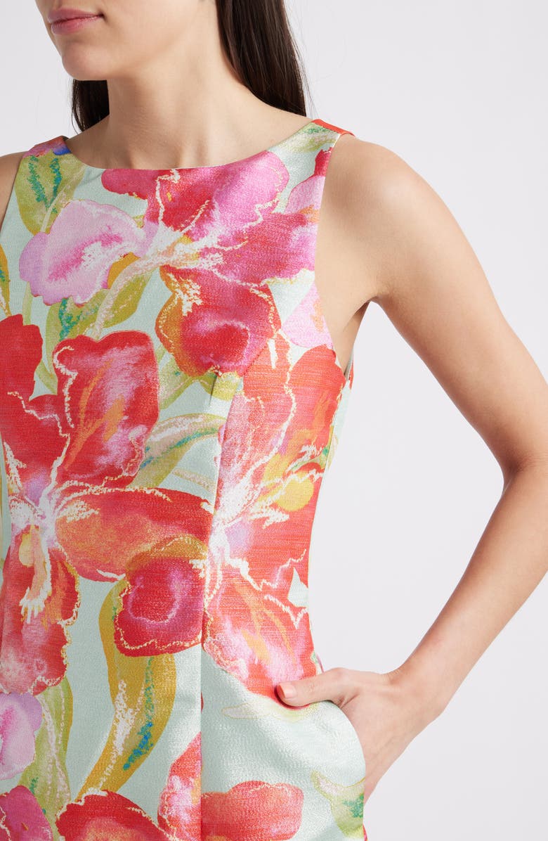 Hutch Ren Floral Jacquard Minidress, Alternate, color, Mint Orchids