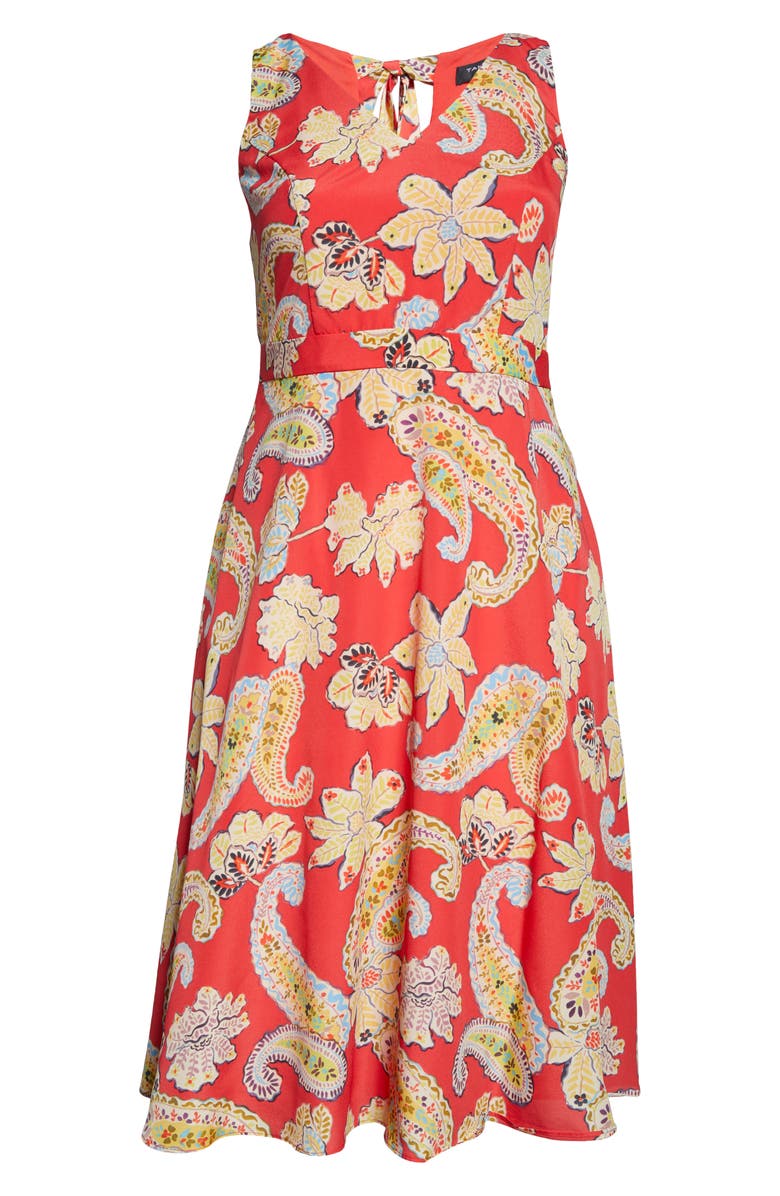 Tahari ASL Floral Tie Back Midi Dress, Alternate, color, 