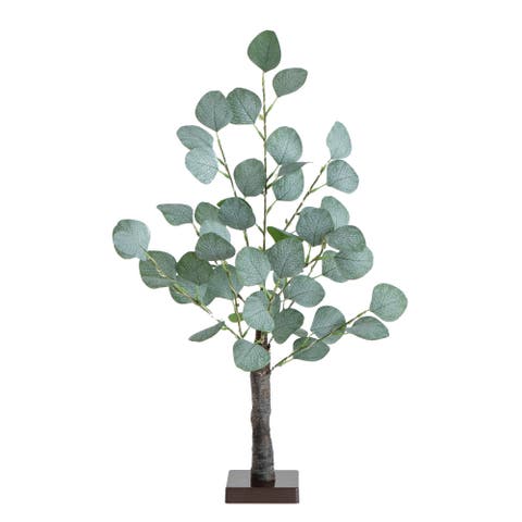 2-ft Lighted Artificial Eucalyptus Tree with 60 Warm White LED Lights
