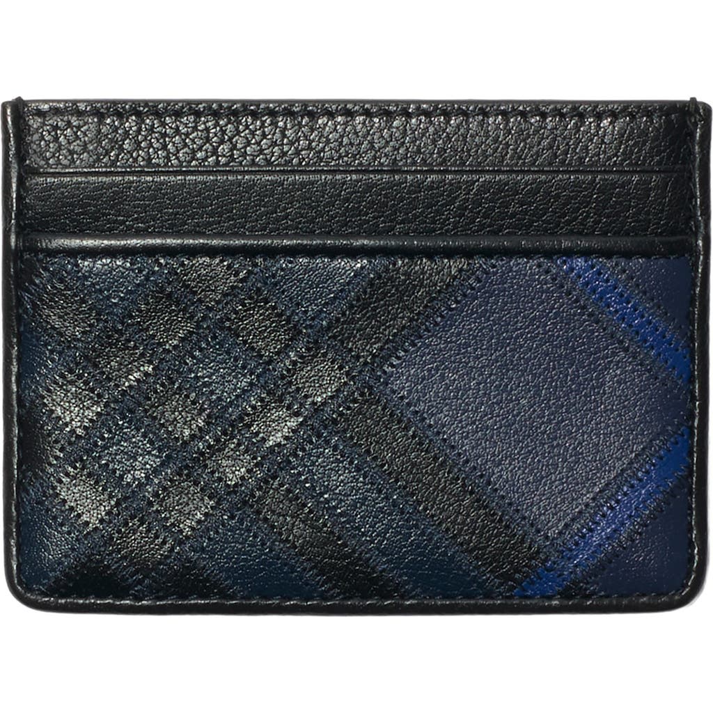Burberry Check Intarsia Card Case In Blue